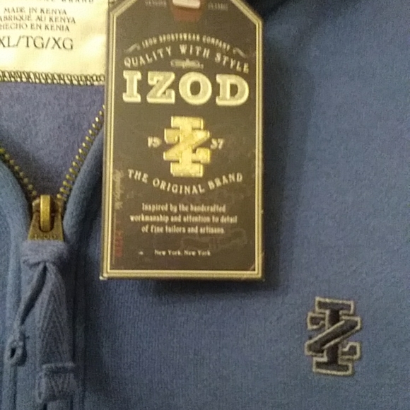 Mens Izod XL Blue 1/4 Zip Fleece - Picture 3 of 7